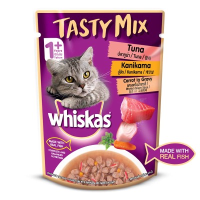 Whiskas Tasty Mix Tuna Kanikama And Carrot in Gravy 70g